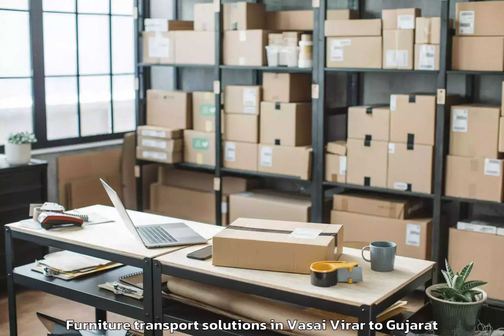 Quality Vasai Virar to Koyali Furniture Transport Solutions